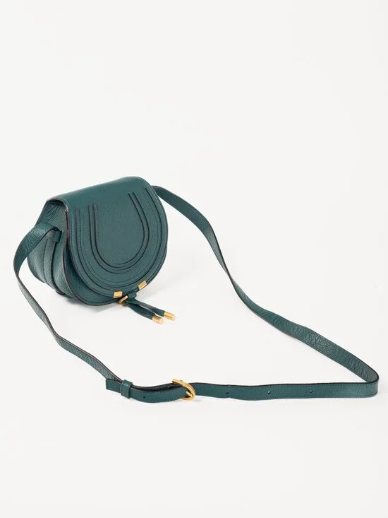 Chloe Marcie Small Steel Blue Grained Leather Crossbody - Picture 6 of 12